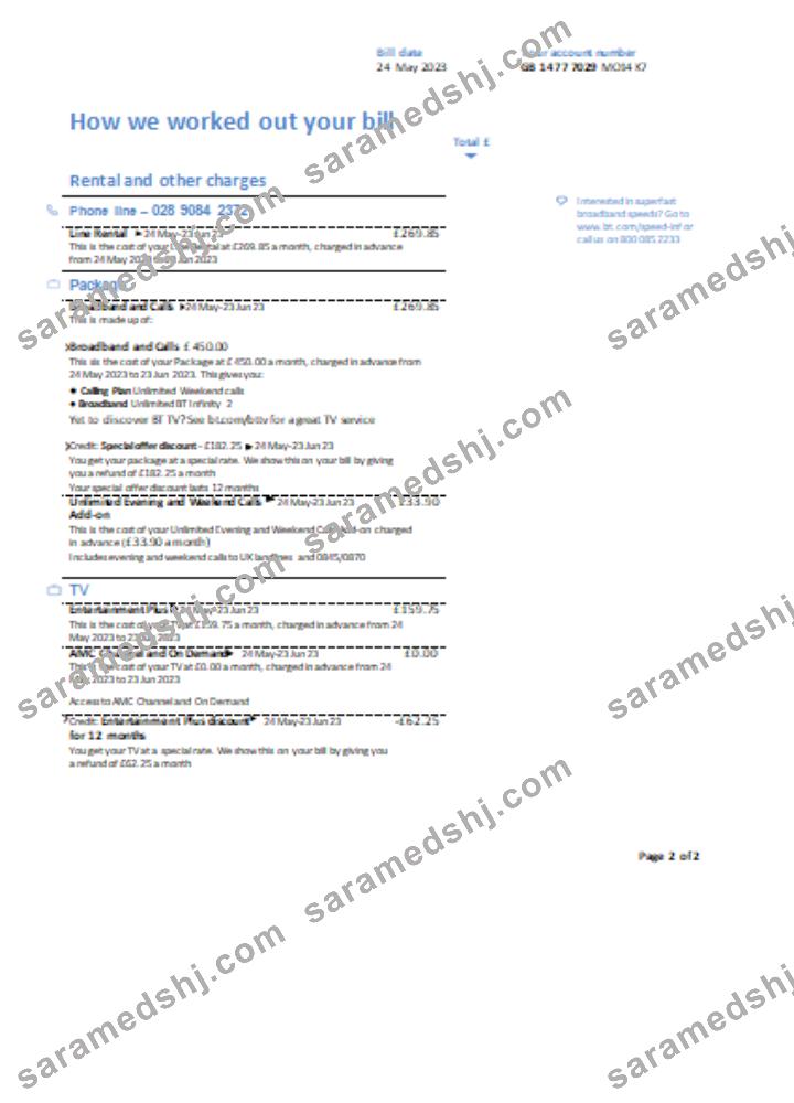 BT utility business bill, page 2 SCR